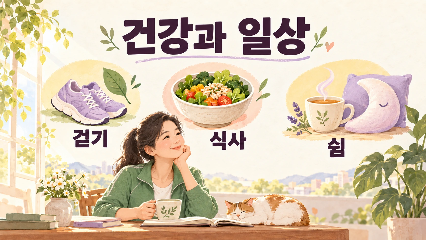 걷기·식사·쉼을 담은 건강과 일상 인포그래픽