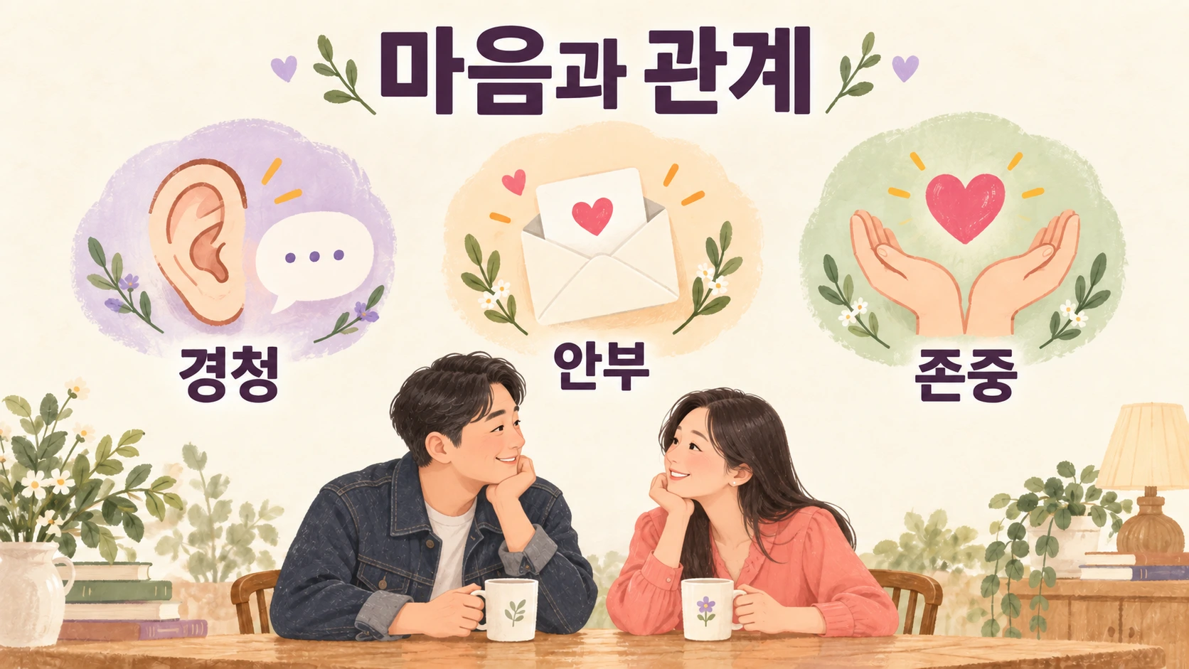 경청·안부·존중을 담은 마음과 관계 인포그래픽