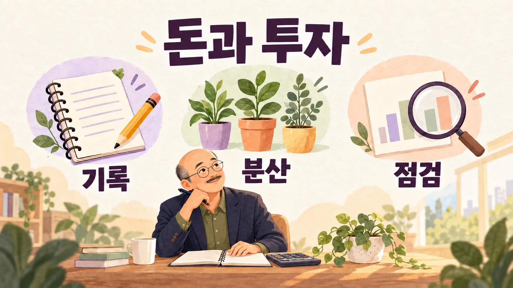 기록·분산·점검을 담은 돈과 투자 인포그래픽