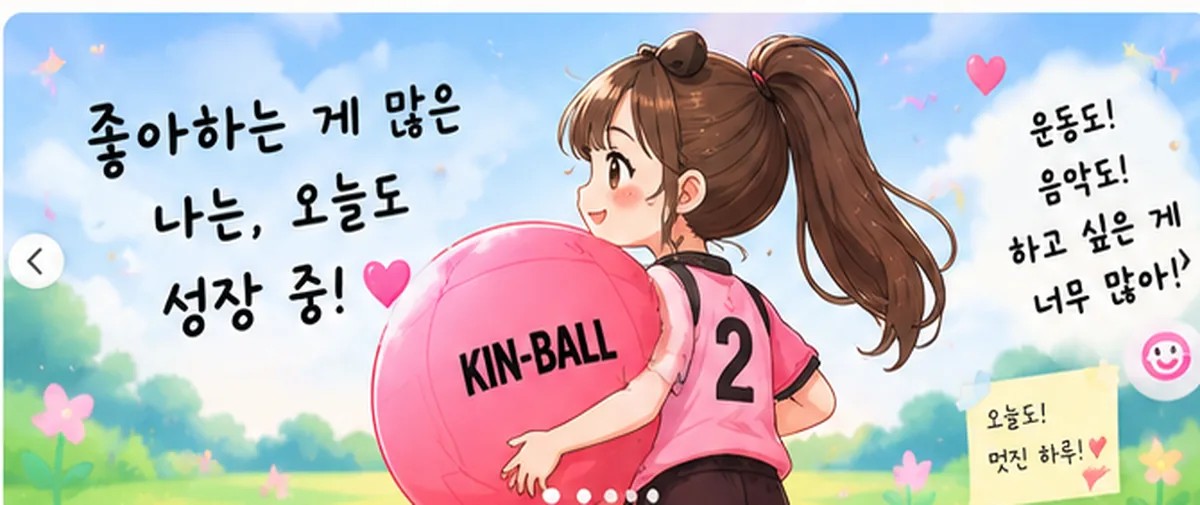 킨볼을 좋아하는 초등학생 일기장 만화 일러스트